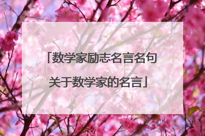 数学家励志名言名句 关于数学家的名言