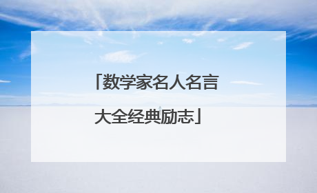 数学家名人名言大全经典励志