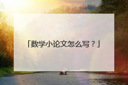 数学小论文怎么写？