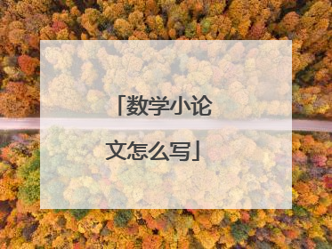 数学小论文怎么写