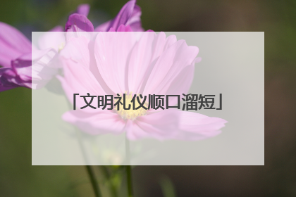 文明礼仪顺口溜短