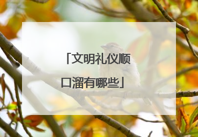 文明礼仪顺口溜有哪些
