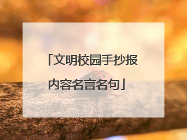 文明校园手抄报内容名言名句