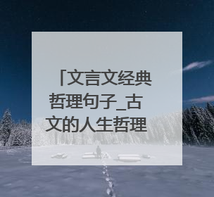 文言文经典哲理句子_古文的人生哲理名言