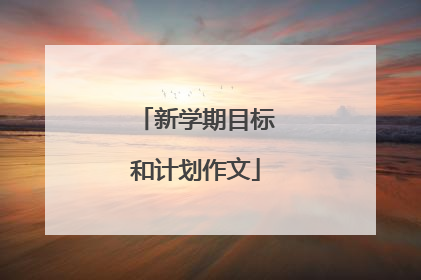 新学期目标和计划作文