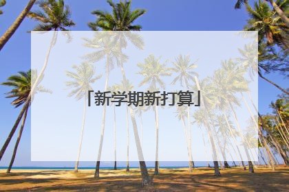 新学期新打算