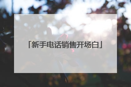 新手电话销售开场白