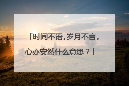 时间不语,岁月不言,心亦安然什么意思？