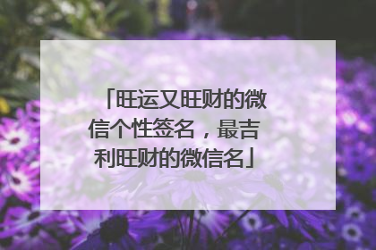 旺运又旺财的微信个性签名,最吉利旺财的微信名