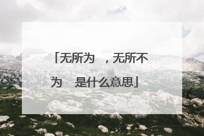 无所为 ,无所不为 是什么意思