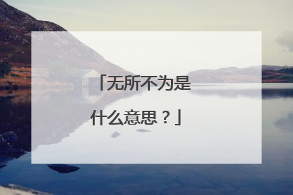 无所不为是什么意思?