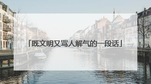 既文明又骂人解气的一段话