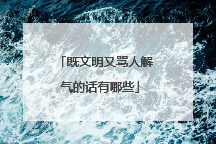 既文明又骂人解气的话有哪些