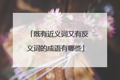既有近义词又有反义词的成语有哪些