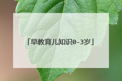 早教育儿知识0-3岁