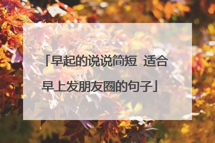 早起的说说简短 适合早上发朋友圈的句子