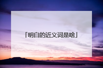 明白的近义词是啥