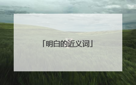 明白的近义词