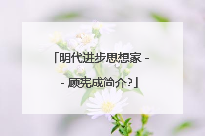 明代进步思想家--顾宪成简介?