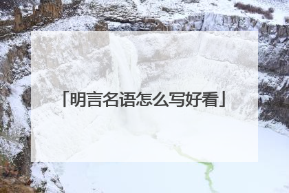 明言名语怎么写好看