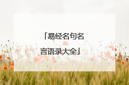 易经名句名言语录大全