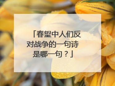 春望中人们反对战争的一句诗是哪一句?