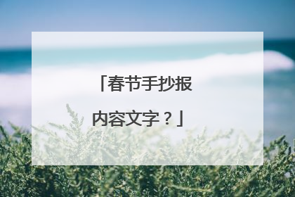 春节手抄报内容文字？