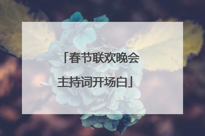 春节联欢晚会主持词开场白