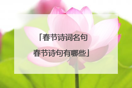 春节诗词名句 春节诗句有哪些