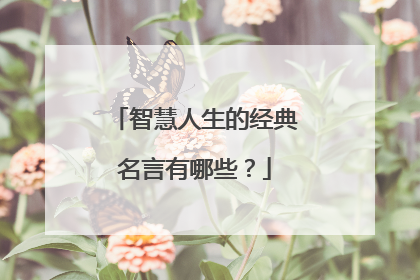 智慧人生的经典名言有哪些？