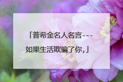 普希金名人名言---如果生活欺骗了你,
