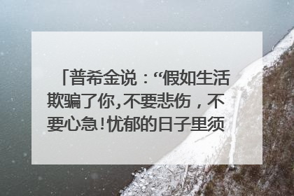 普希金说:“假如生活欺骗了你,不要悲伤,不要心急!忧郁的日子里须要镇静:相信吧,快乐的日子将会来临