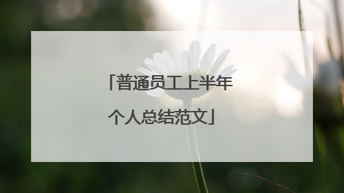 普通员工上半年个人总结范文
