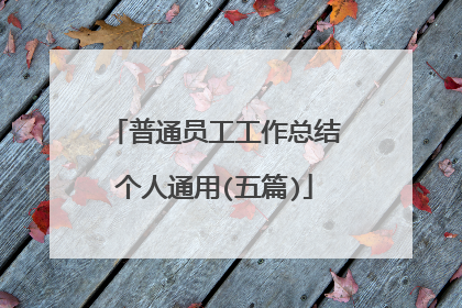 普通员工工作总结个人通用(五篇)