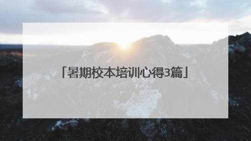 暑期校本培训心得3篇