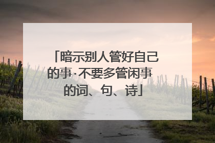 暗示别人管好自己的事·不要多管闲事 的词、句、诗