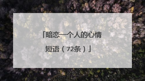 暗恋一个人的心情短语（72条）