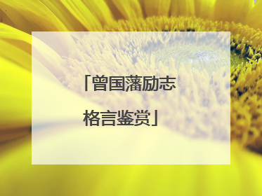 曾国藩励志格言鉴赏