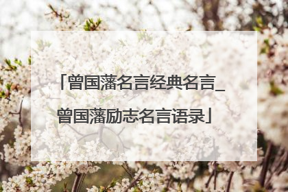 曾国藩名言经典名言_曾国藩励志名言语录