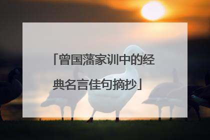 曾国藩家训中的经典名言佳句摘抄