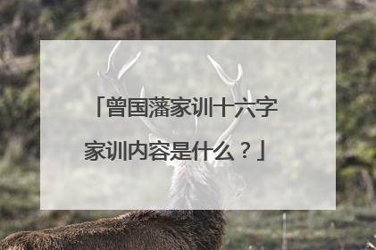 曾国藩家训十六字家训内容是什么?