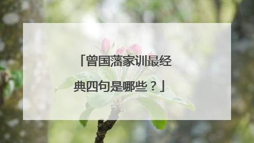 曾国藩家训最经典四句是哪些?