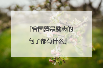 曾国藩最励志的句子都有什么