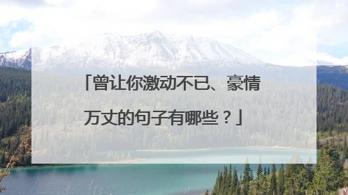 曾让你激动不已、豪情万丈的句子有哪些?