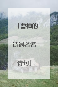 曹植的诗词著名诗句