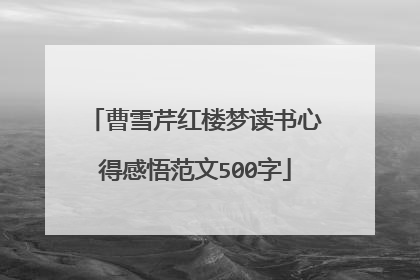 曹雪芹红楼梦读书心得感悟范文500字