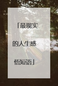 最现实的人生感悟短语