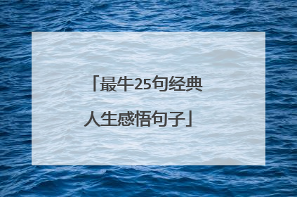 最牛25句经典人生感悟句子