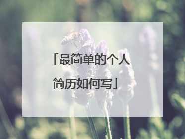最简单的个人简历如何写