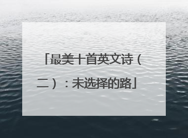 最美十首英文诗(二):未选择的路